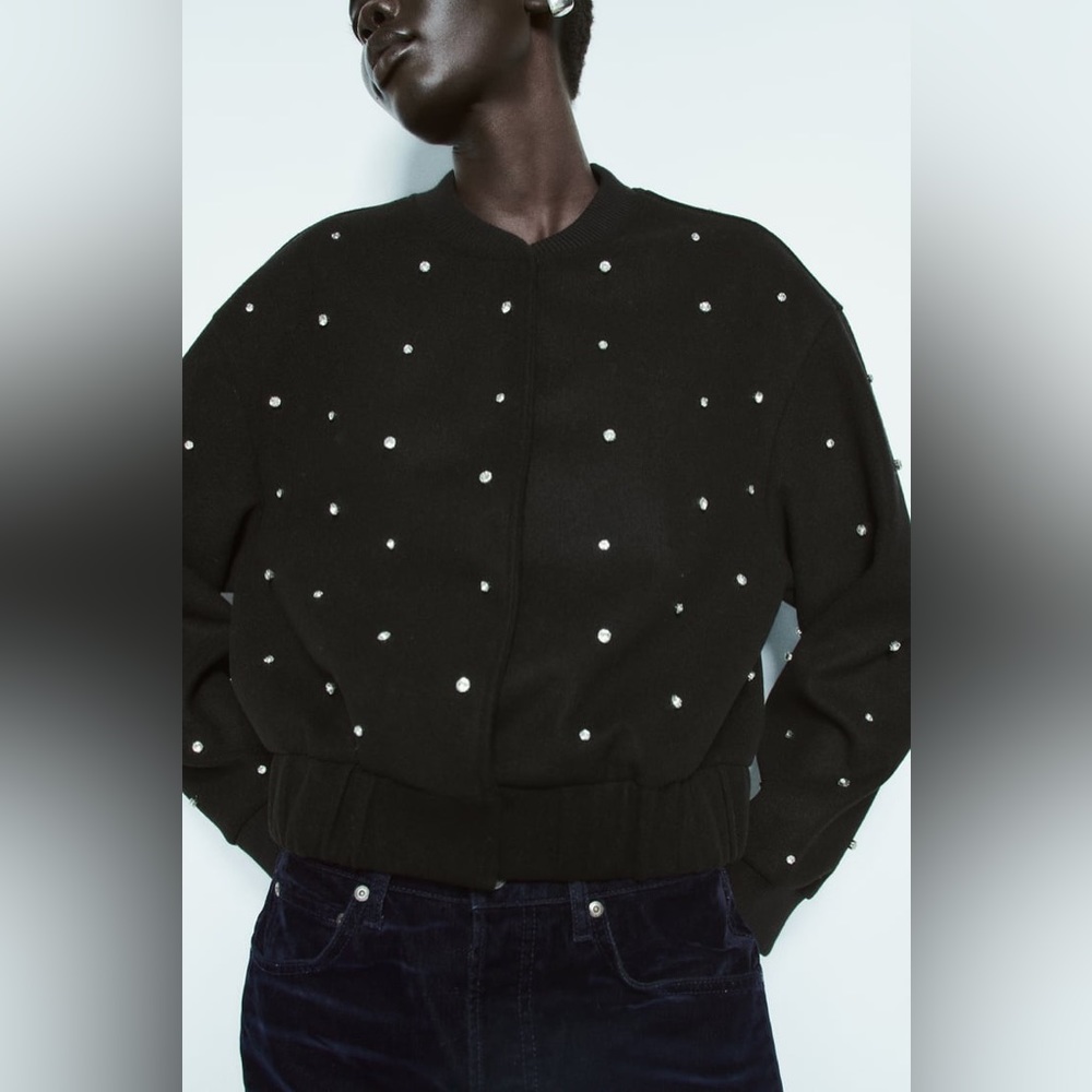 Zara Rhinestone Bomber - Picture 7 of 10